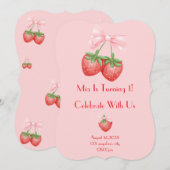 Erdbeeren Geburtstag Einladung (Vorne/Hinten)