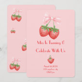 Erdbeeren Geburtstag Einladung (Vorne/Hinten)