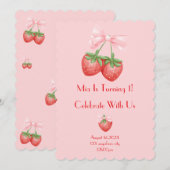 Erdbeeren Geburtstag Einladung (Vorne/Hinten)