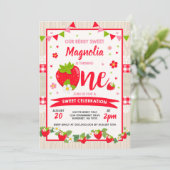 Erdbeeren Geburtstag Einladung Berry Sweet Party (Stehend Vorderseite)