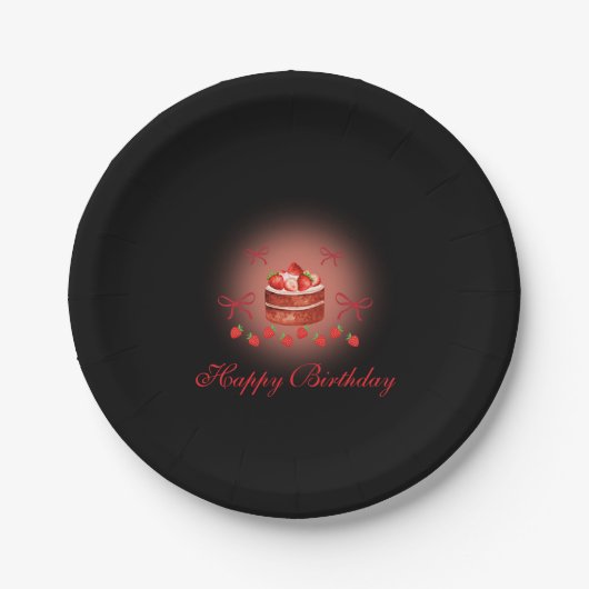 Erdbeeren Geburtstag Papier Teller (Vorderseite)