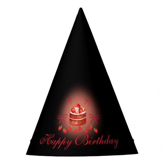 Erdbeeren Geburtstag Papierbecher Partyhütchen (Vorderseite)