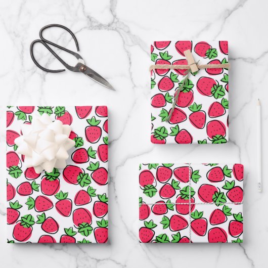 Erdbeeren Geburtstagsdusche Geschenkpapier Set (Vorderseite)