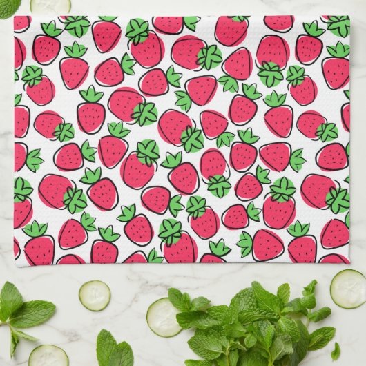 Erdbeeren Geburtstagsdusche Geschirrtuch (Gefaltet)