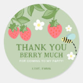 Erdbeeren Geburtstagsfeier Gefallen Danke Runder Aufkleber (Vorderseite)