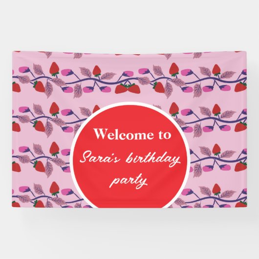 Erdbeeren Geburtstagsparty Banner (Horizontal)