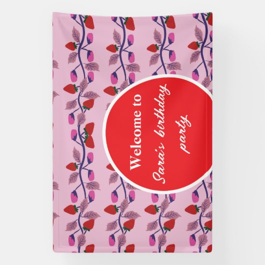 Erdbeeren Geburtstagsparty Banner (Vertikal)