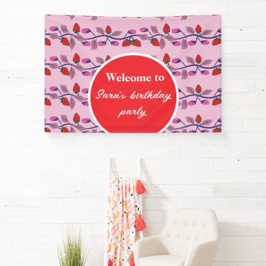 Erdbeeren Geburtstagsparty Banner (InSitu)