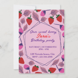 Erdbeeren Geburtstagsparty Einladung