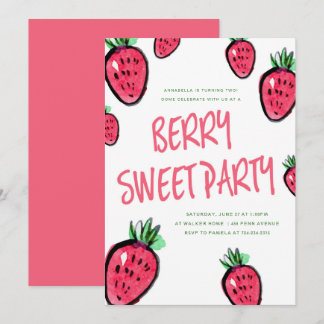 Erdbeeren Geburtstagsparty Einladung Berry Sweet
