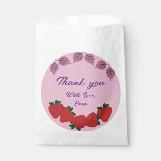 Erdbeeren Geburtstagsparty Geschenktütchen (Vorderseite)