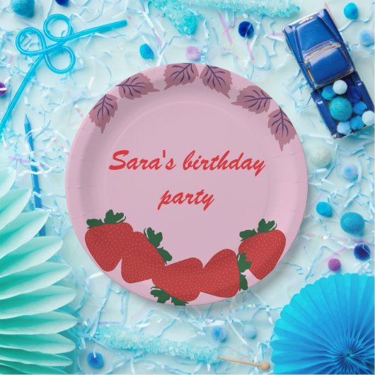 Erdbeeren Geburtstagsparty Pappteller (Party)