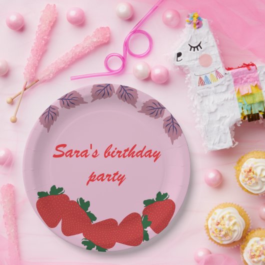 Erdbeeren Geburtstagsparty Pappteller (Party)