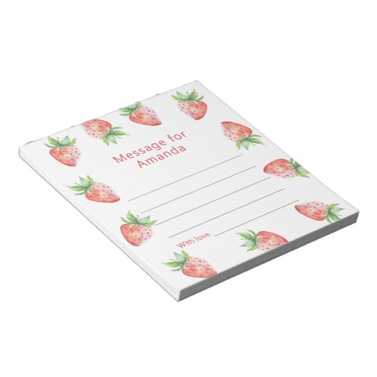 Erdbeeren Geburtstagszeitkapsel Notizblock (angewinkelt)