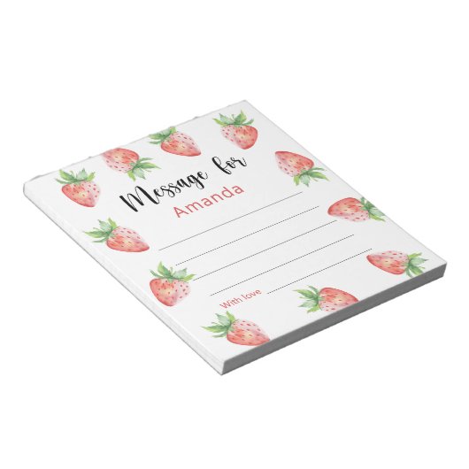 Erdbeeren Geburtstagszeitkapsel Notizblock (angewinkelt)