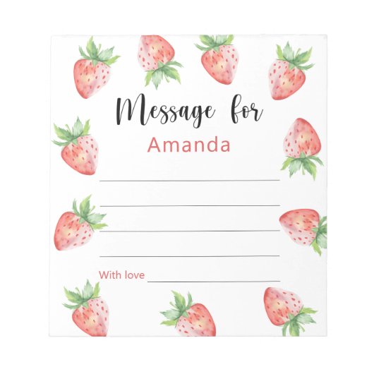 Erdbeeren Geburtstagszeitkapsel Notizblock (Vorderseite)