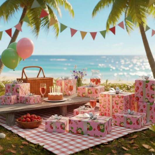 Erdbeeren Geschenkpapier
