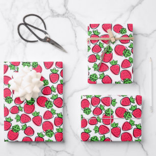 Erdbeeren Geschenkpapier, Obst-Geschenkverpackung Geschenkpapier Set