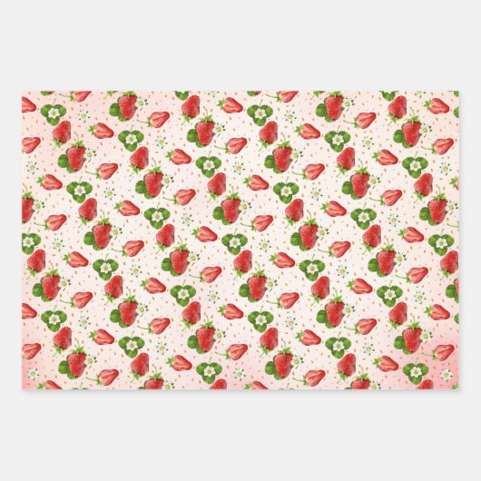 Erdbeeren Geschenkpapier Set (Vorderseite)