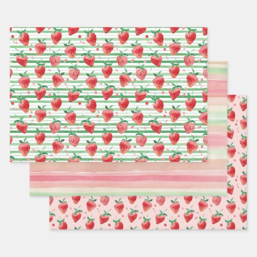 Erdbeeren Geschenkpapier Set (Set)
