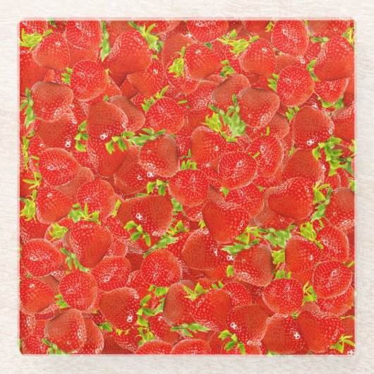 Erdbeeren Glasuntersetzer (Vorderseite)