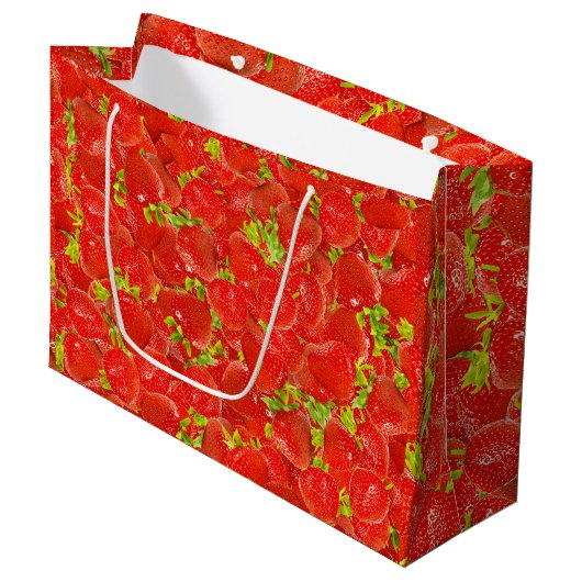 Erdbeeren Große Geschenktüte (Vorderseite Schrägansicht)
