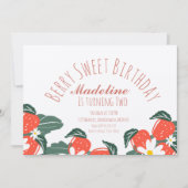 Erdbeeren Handgezeichnete botanische Geburtstagsfl Einladung (Vorderseite)