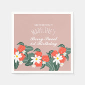 Erdbeeren Handgezogener botanischer Geburtstag Serviette (Vorderseite)