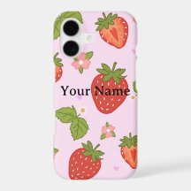 Erdbeeren-Handyhülle | Personalisierte Namenshülle