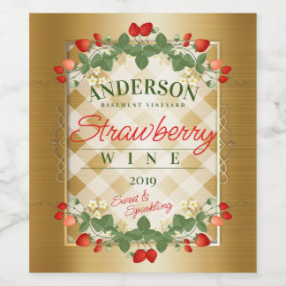 Erdbeeren, hausgemachte Weine personalisiert Weinetikett