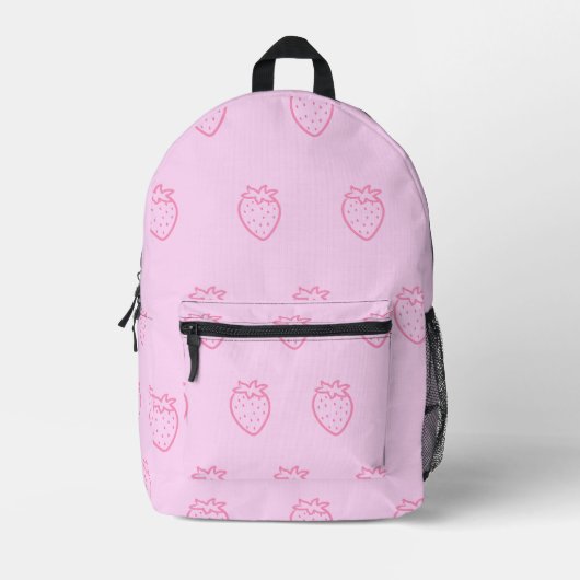 Erdbeeren, hellrosa bedruckter rucksack (Vorderseite)