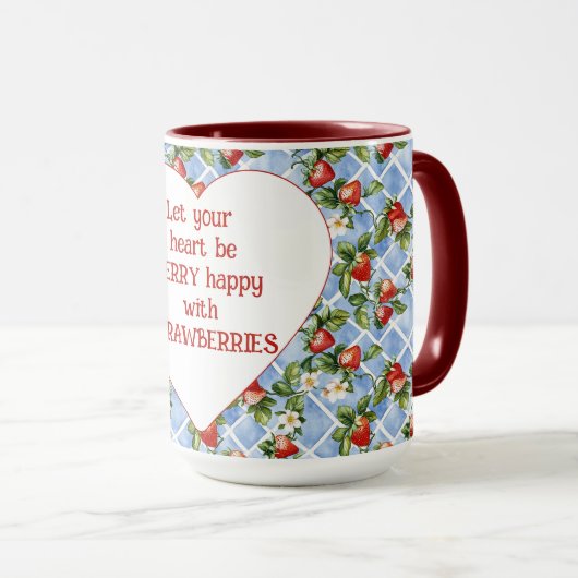 Erdbeeren Herz ist glücklich Tasse (VorderseiteRechts)