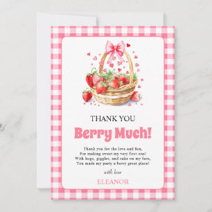 Erdbeeren Herzen Schleife Berry Erster Geburtstag Dankeskarte