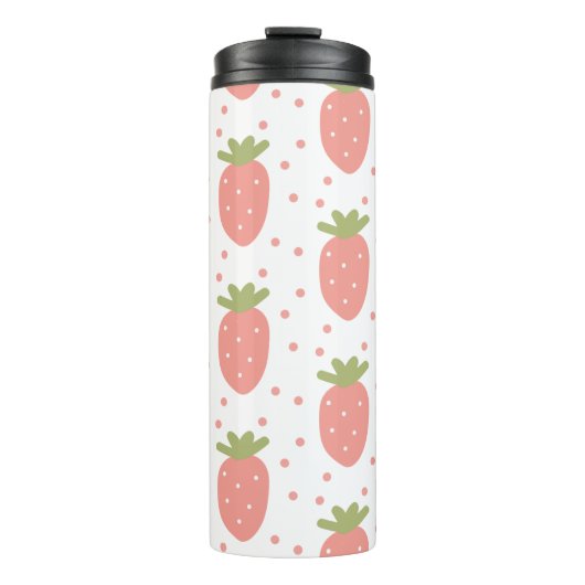 Erdbeeren-Hintergrund für Früchte Thermosbecher (Vorderseite)