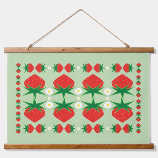 Erdbeeren-Holzteppiche Wandteppich Mit Holzrahmen (Vorne)