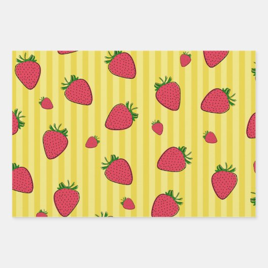 Erdbeeren-Illustration Geschenkpapier Set (Vorderseite 3)