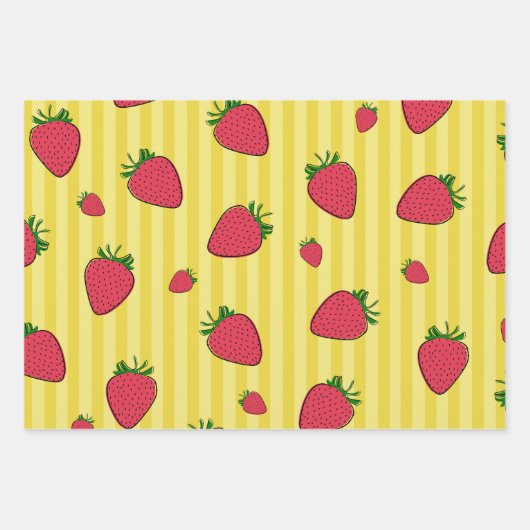 Erdbeeren-Illustration Geschenkpapier Set (Vorderseite)