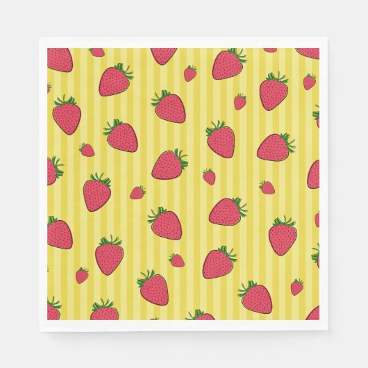 Erdbeeren-Illustration Serviette (Vorderseite)