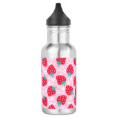 Erdbeeren im Blumenmuster mit Monogramm in Rosa un Edelstahlflasche (Links)