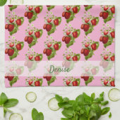 Erdbeeren im Landhausstil Rosa Geschirrtuch (Gefaltet)