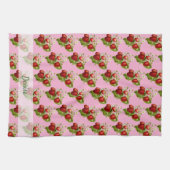 Erdbeeren im Landhausstil Rosa Geschirrtuch (Horizontal)
