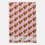 Erdbeeren im Landhausstil Rosa Geschirrtuch (Vertikal)