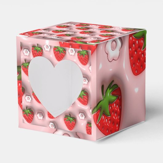 Erdbeeren im rosa Hintergrund Geschenkschachtel (Vorderseite)