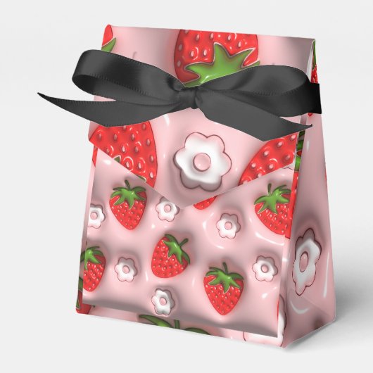 Erdbeeren im rosa Hintergrund Geschenkschachtel (Vorderseite)