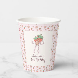 Erdbeeren im Sommer Rosa Band Pappbecher