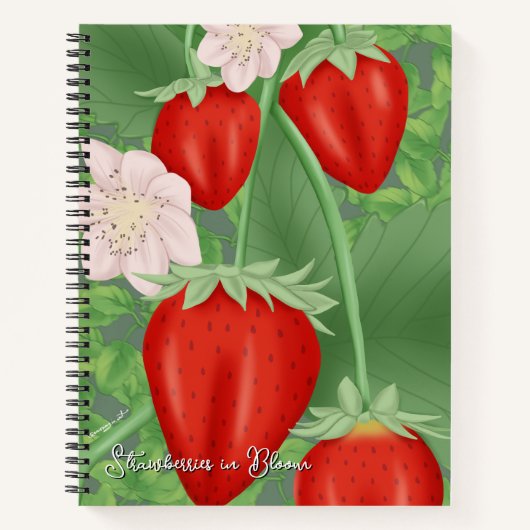 Erdbeeren in Blüten - Anpassbarer Text Notizblock (Vorderseite)