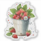 Erdbeeren in einem Eimer Aufkleber (Vorderseite)
