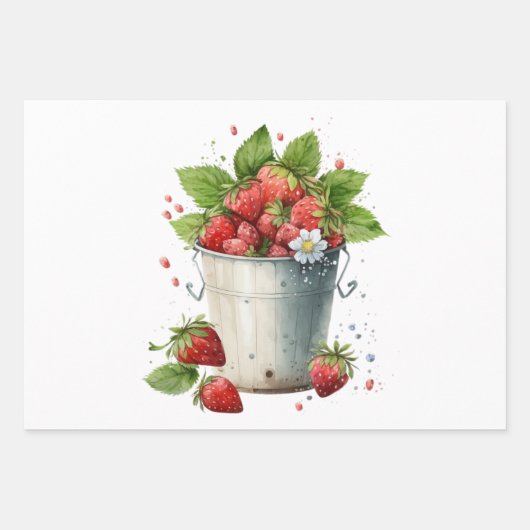 Erdbeeren in einem Eimer Geschenkpapier Set (Vorderseite 2)