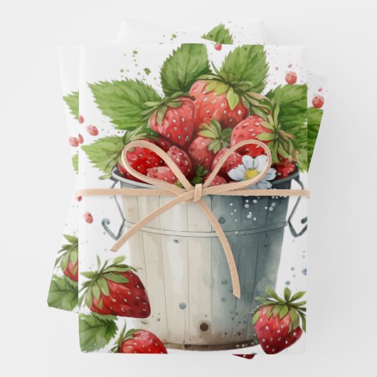 Erdbeeren in einem Eimer Geschenkpapier Set (Beispiel)
