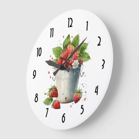 Erdbeeren in einem Eimer Große Wanduhr (Winkel)